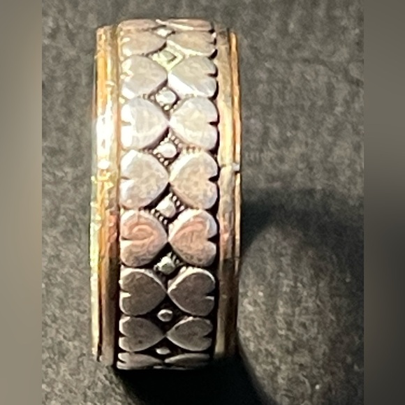 Clark & Coombs 10k GF & Sterling Band W/ Dbl Row Of Hearts 1930-50’s Vntg 6.5-7 - Picture 6 of 16